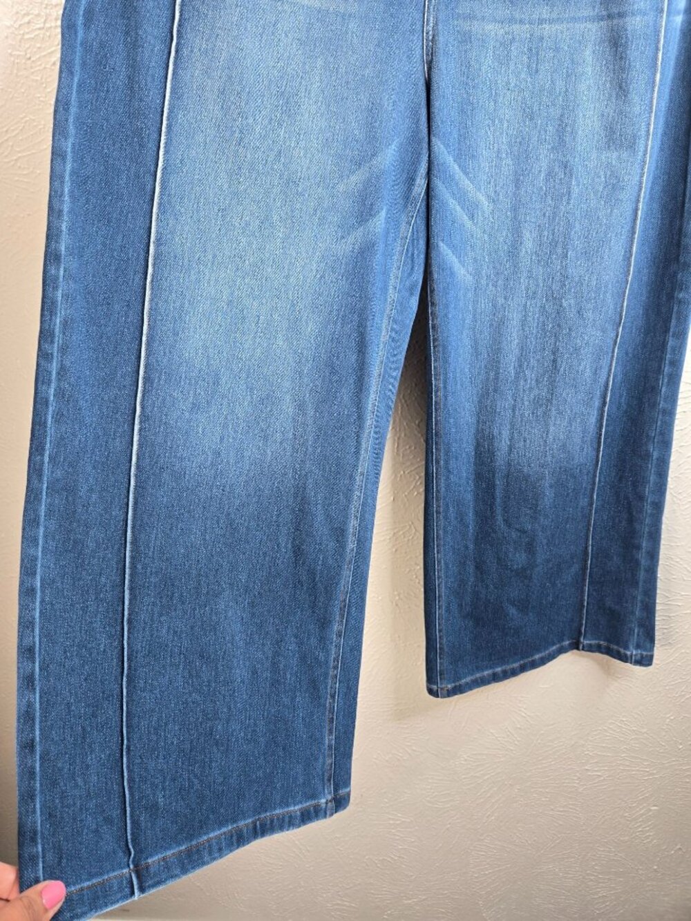 Halara Wide Leg Pull On Jean XL High Waisted Relaxed Fit Baggy Blue Denim Casual - Picture 7 of 10